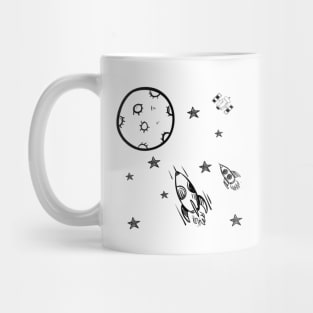 doodle rocket to the moon Mug
